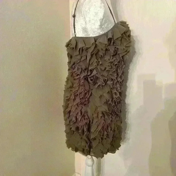 NWT MM Couture Miss Me Women’s Medium Taupe Ruffle Party Dress Strappy - Picture 2 of 8